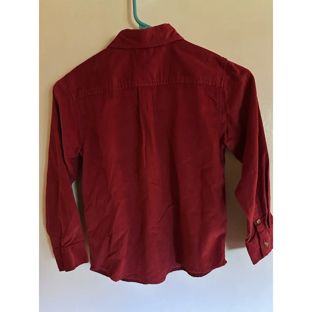 Gymboree Boys Corduroy Button Down Shirt Sz 6 Red Christmas EC